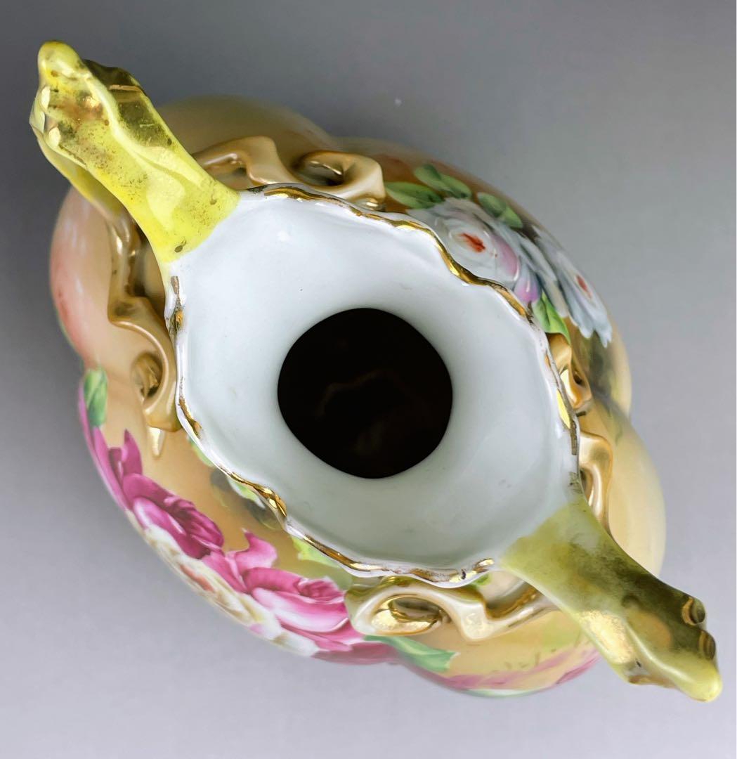 オールドニッポン ２２．８cm アールヌーボー薔薇紋 花瓶 ピッチャー 水差し