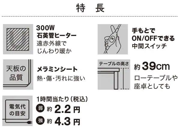 ニトリ　こたつテーブル(継足つき)