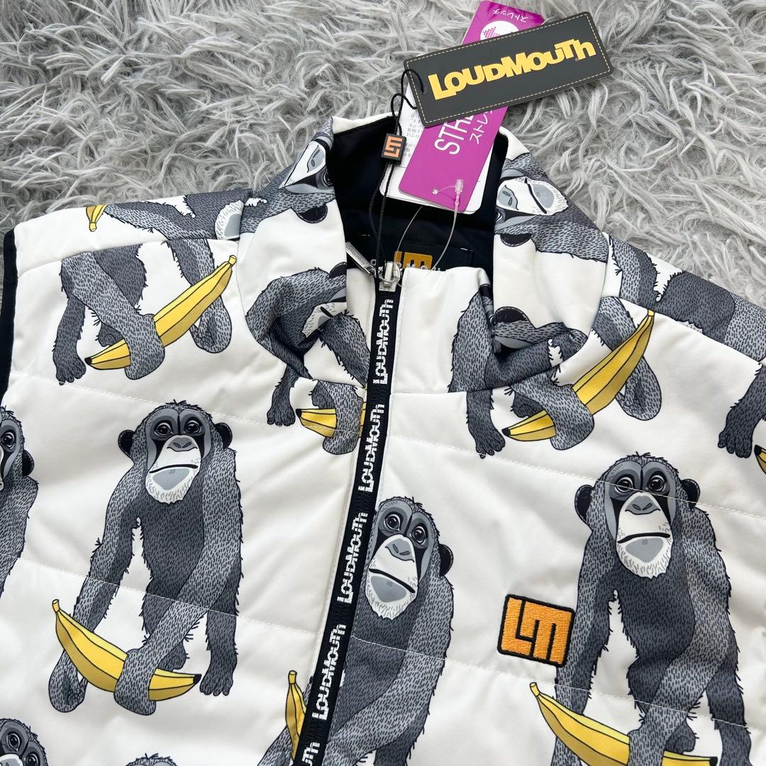 新品　ラウドマウス　ベスト　中綿　アニマル　チンパンジー　ホワイト　Lサイズ
