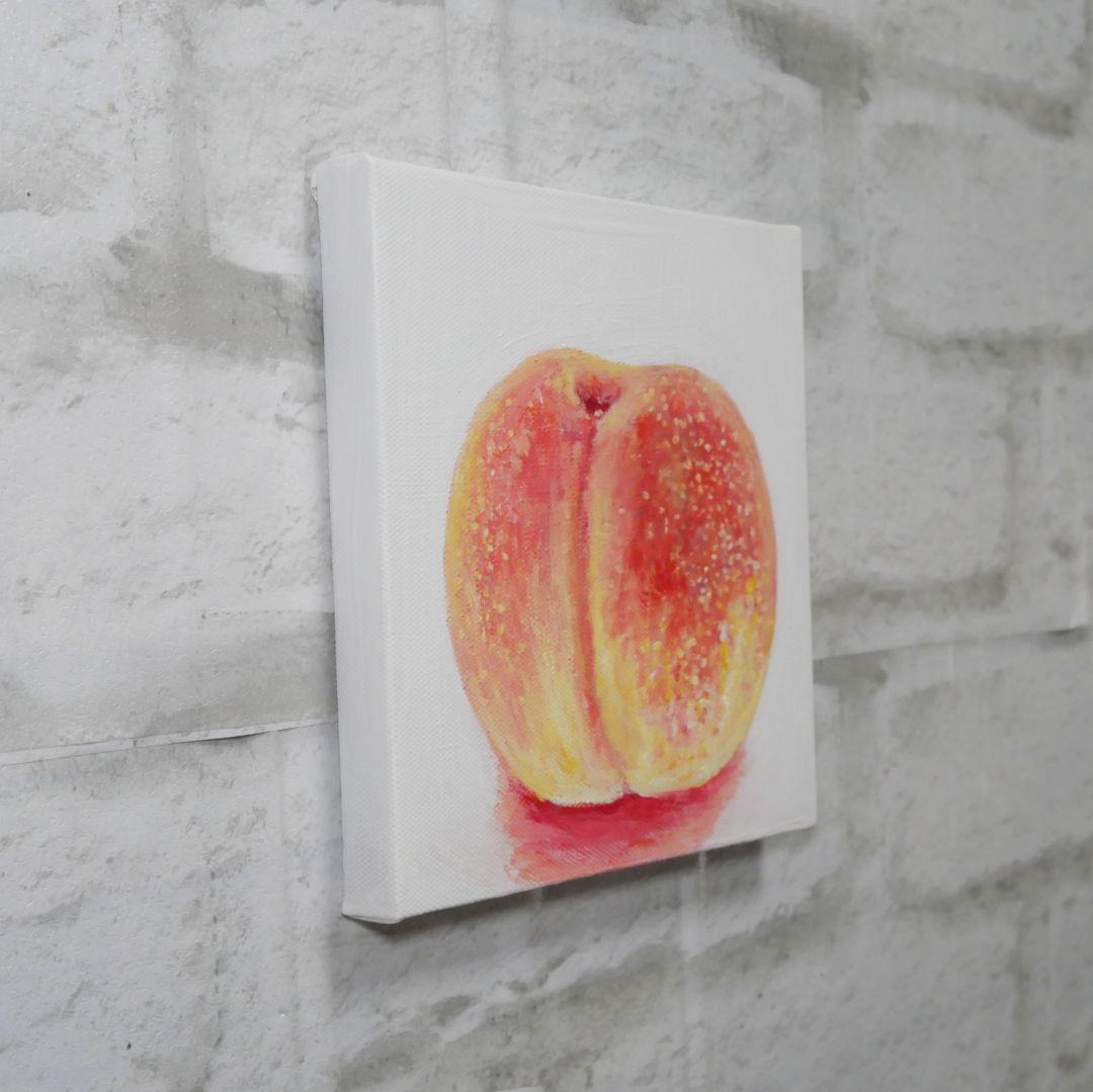 油絵 絵画 アートパネル【桃】