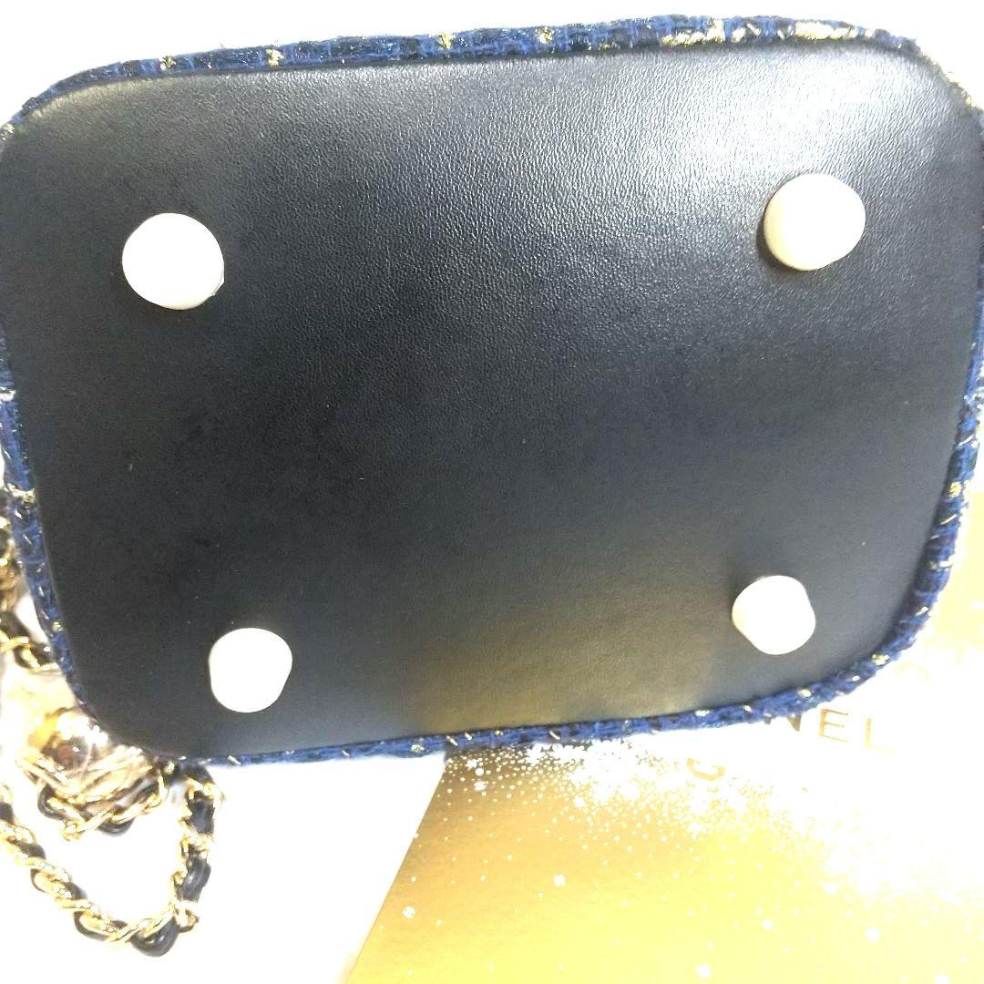 新品極美品CHANELノベルティツイードバケットショルダバックネイビー非売品