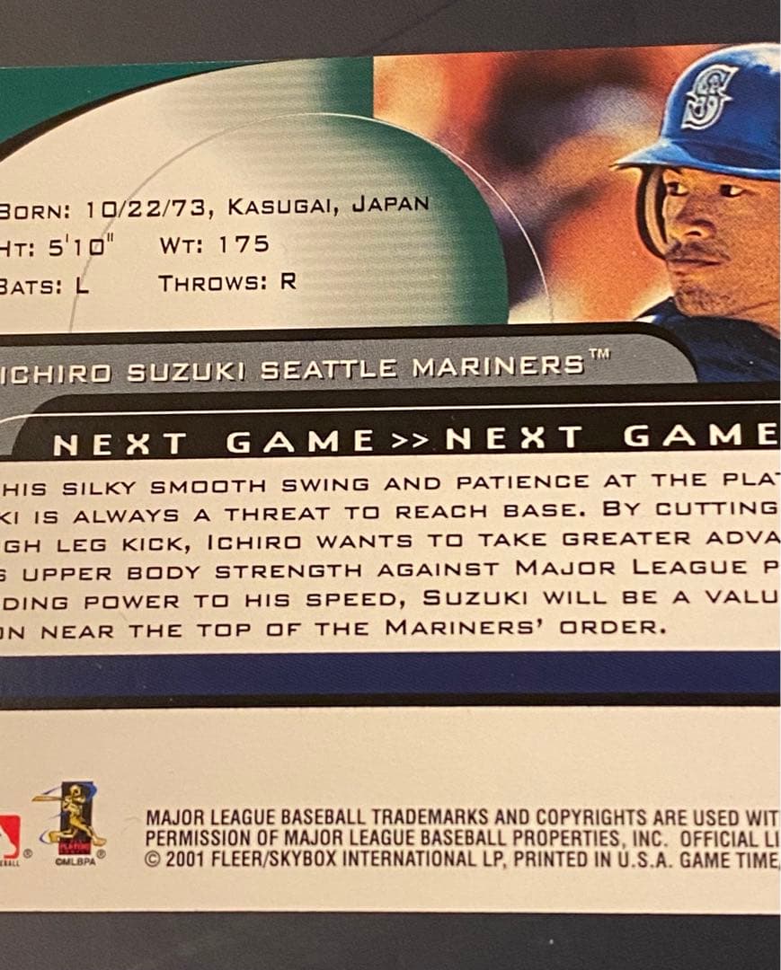 イチロー 2001 Fleer Game Time / 2000枚限定カード