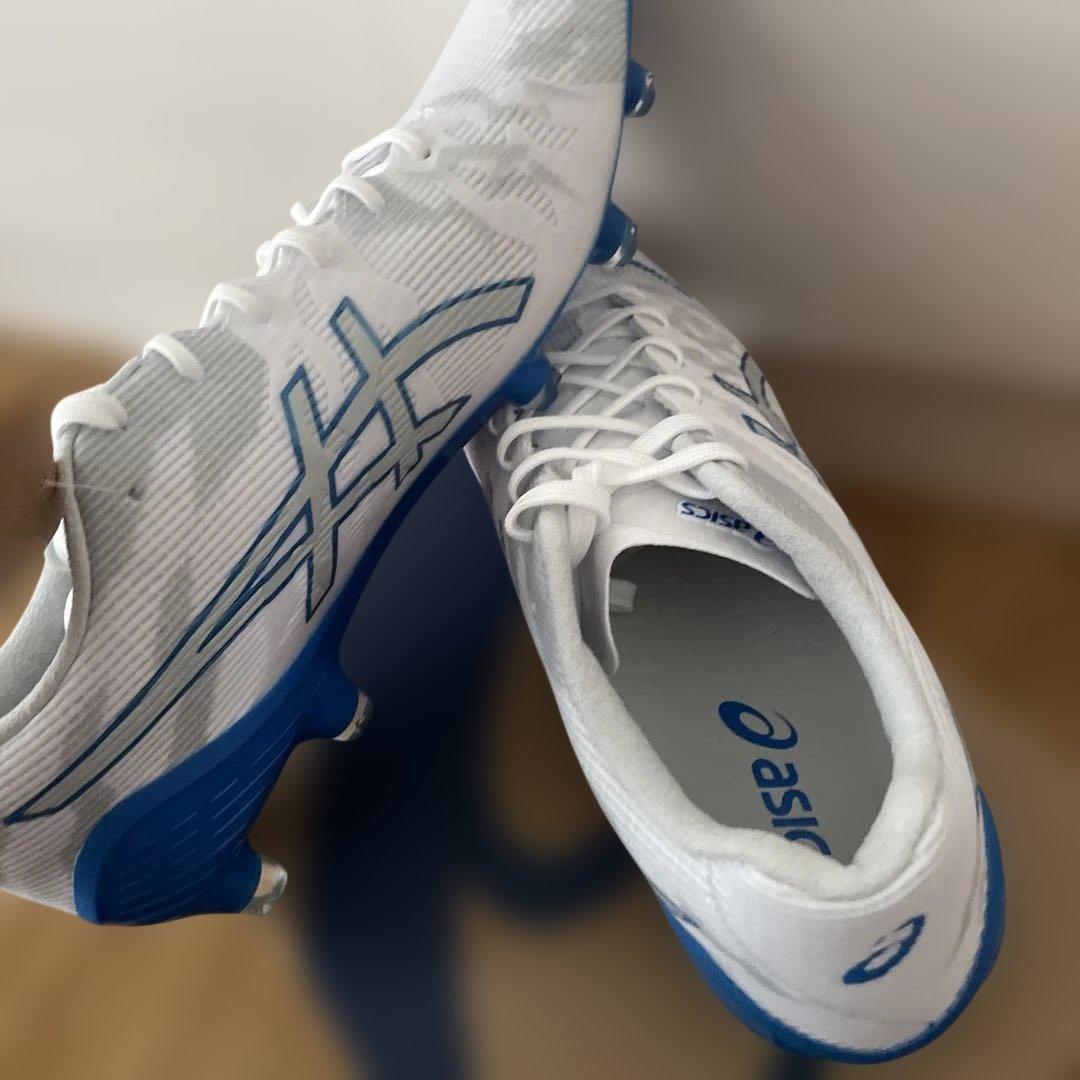ASICS サッカースパイク　ホワイト/ブルー　26.5cm #2075
