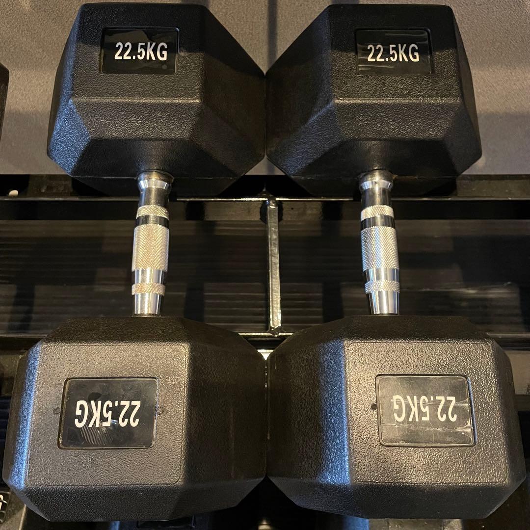 【引取限定】ヘックスダンベルセット 12.5kg-30kg ラック付き