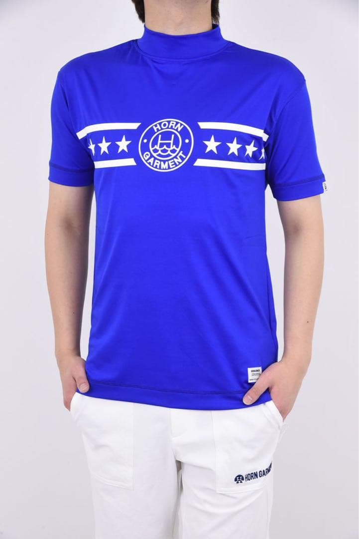 【美品】HORN GARMENT スターラインロゴ モックネック Tシャツ 46