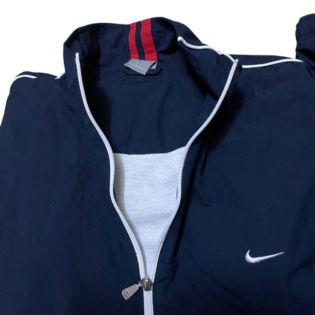 ナイキ00sネイビートラックスーツセットアップ白パイピングジャージ上下NIKE