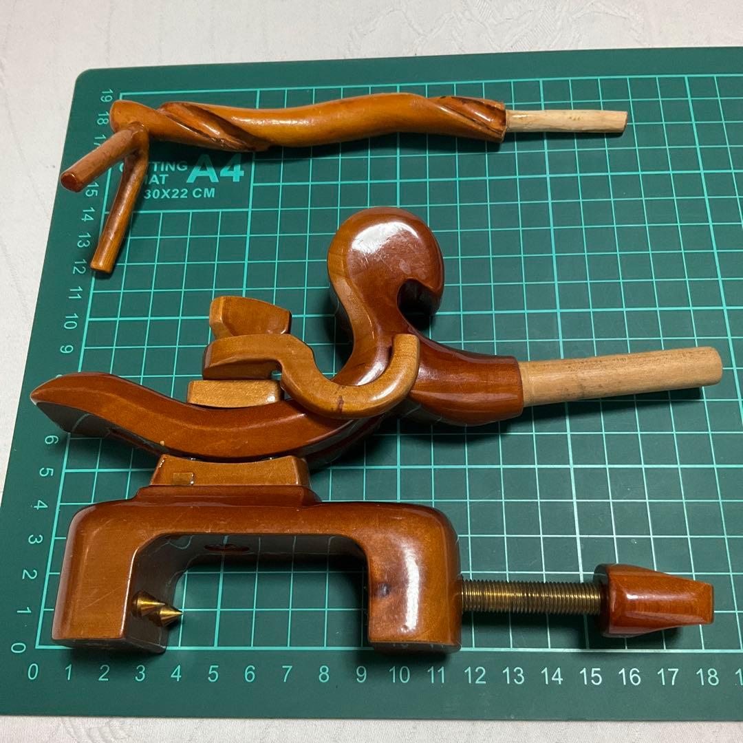 ヘラブナ、天然木万力、らっきょう竹（竿掛け、針外し）【リメイク品】
