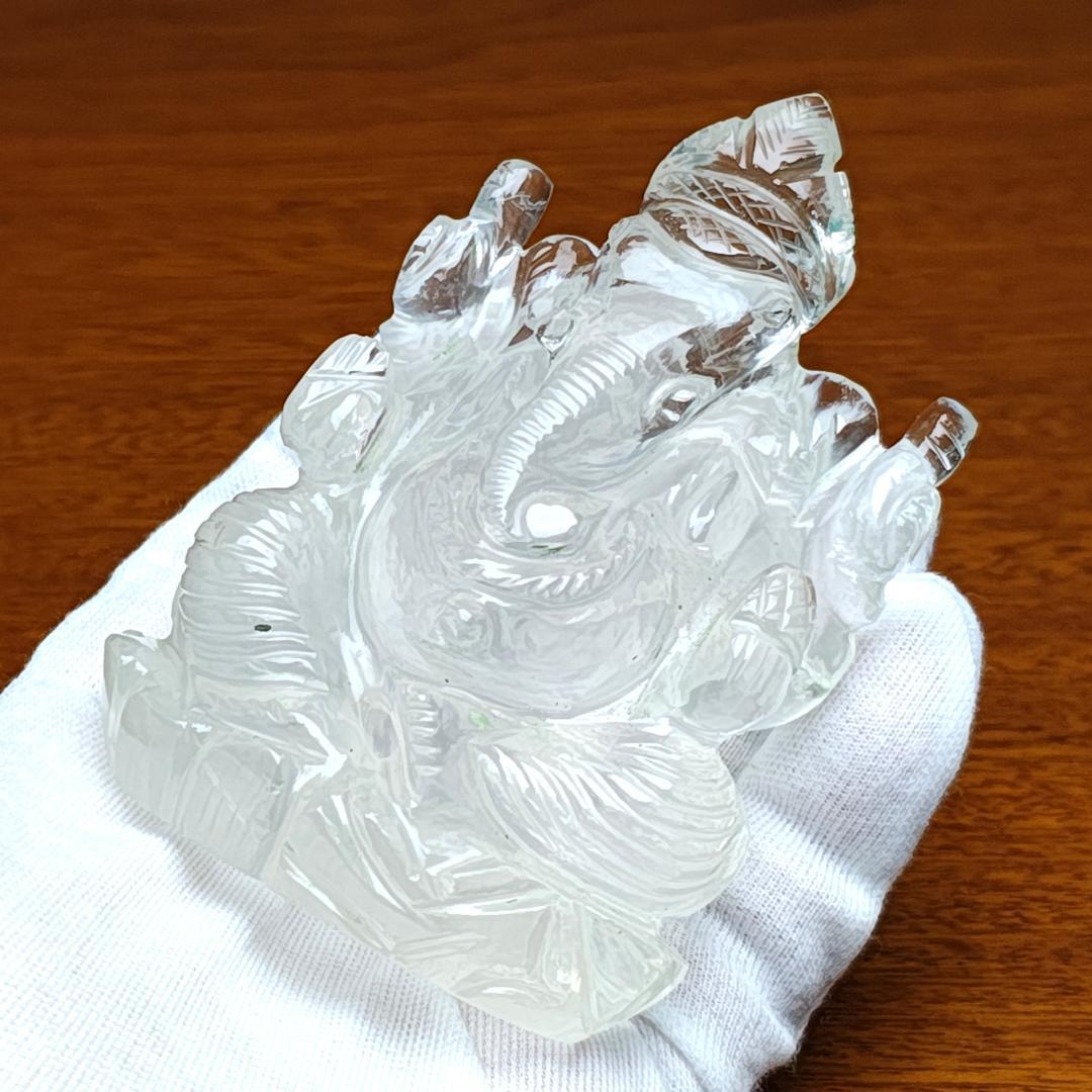 【No,10】ネパール ヒマラヤ水晶製 インドの神様 ガネーシャ立像