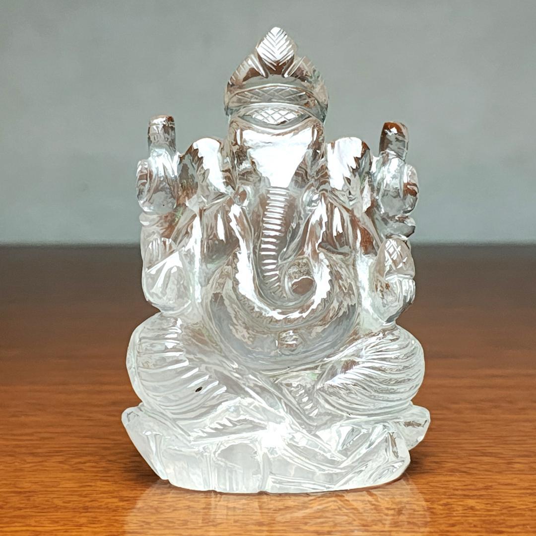 【No,10】ネパール ヒマラヤ水晶製 インドの神様 ガネーシャ立像
