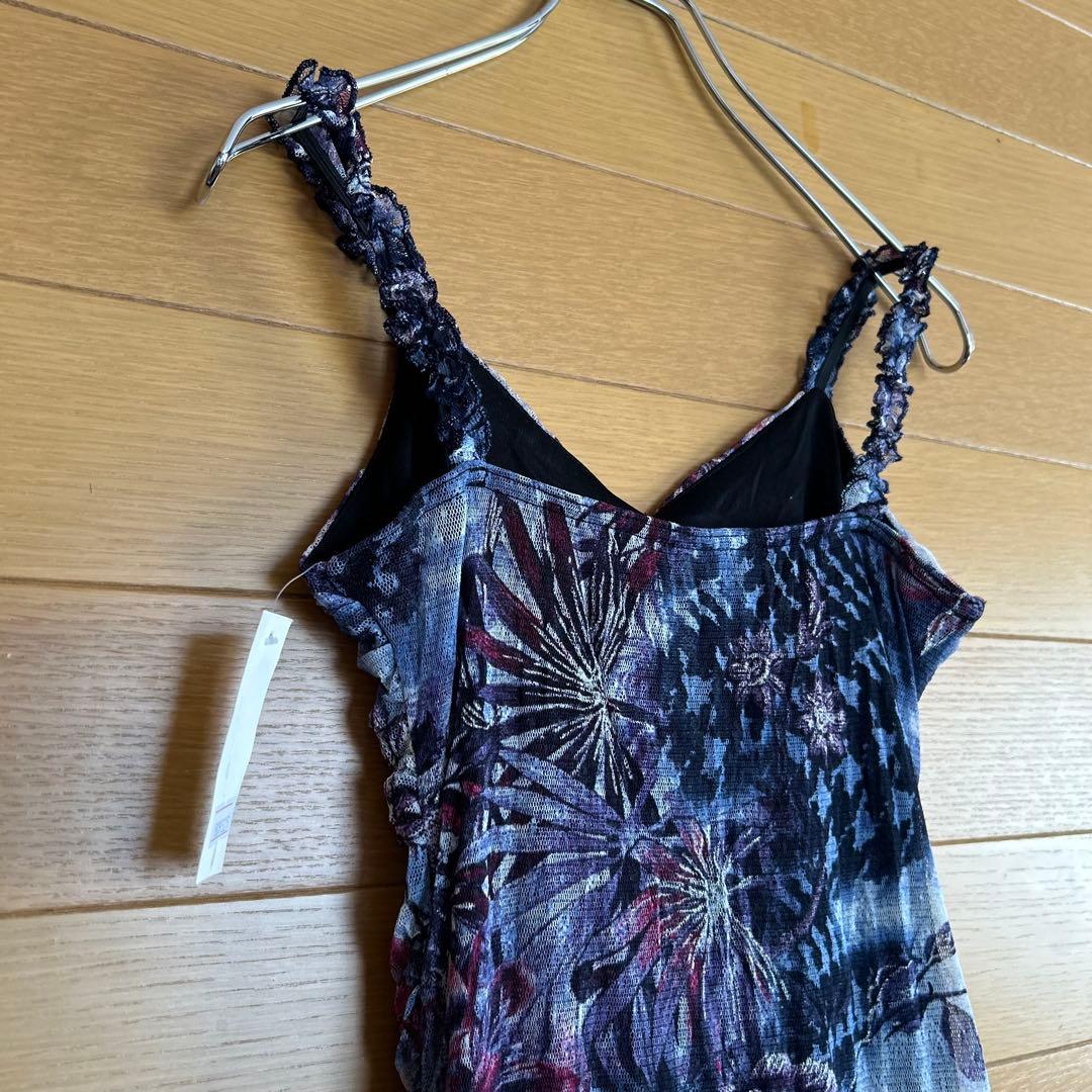 【タグ付新品】社交ダンスレッスンウェア ダンス練習着 花柄ラメ ティアードドレス