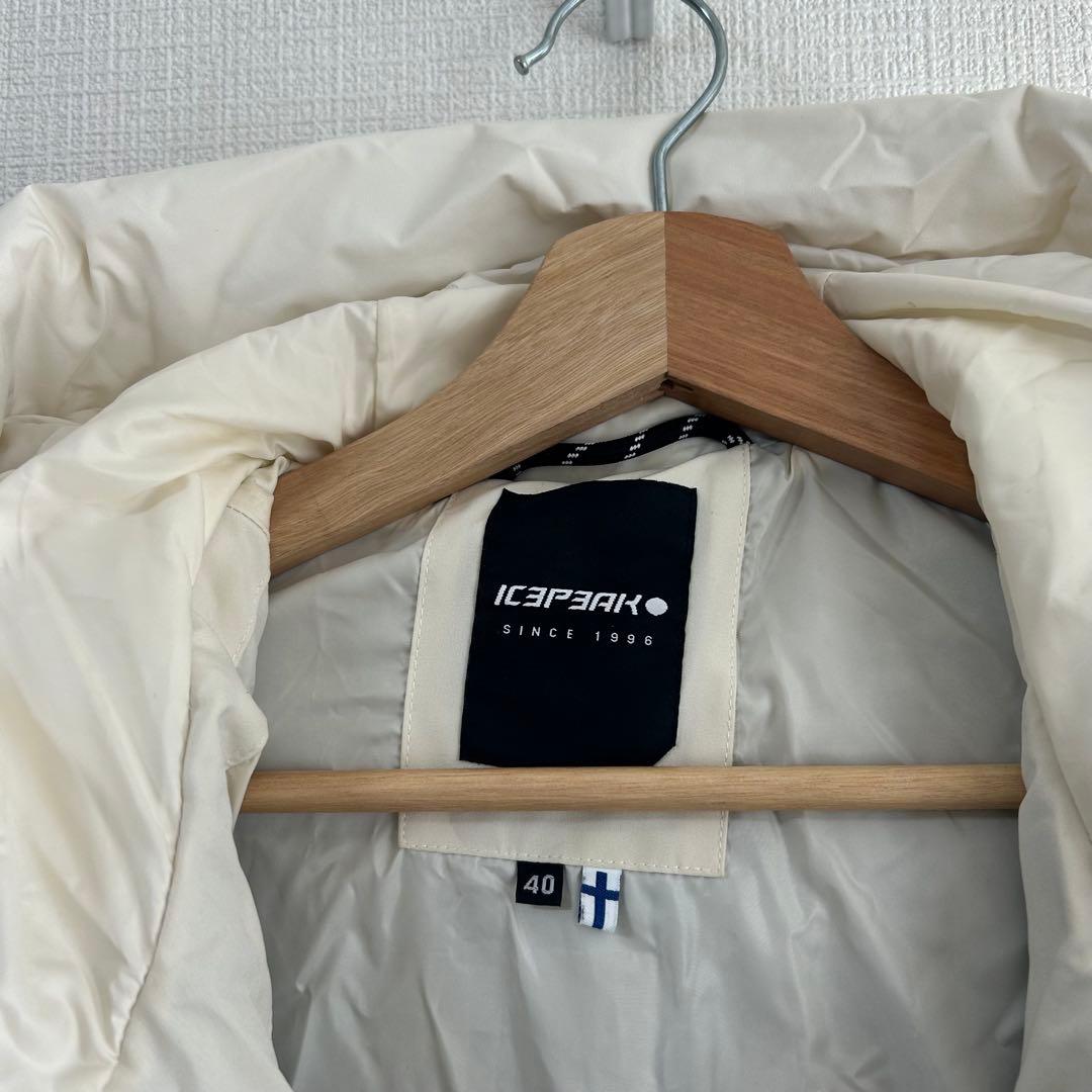 ICEPEAK ダウンコート 40 白 フード付 スノボー スキー ウエア