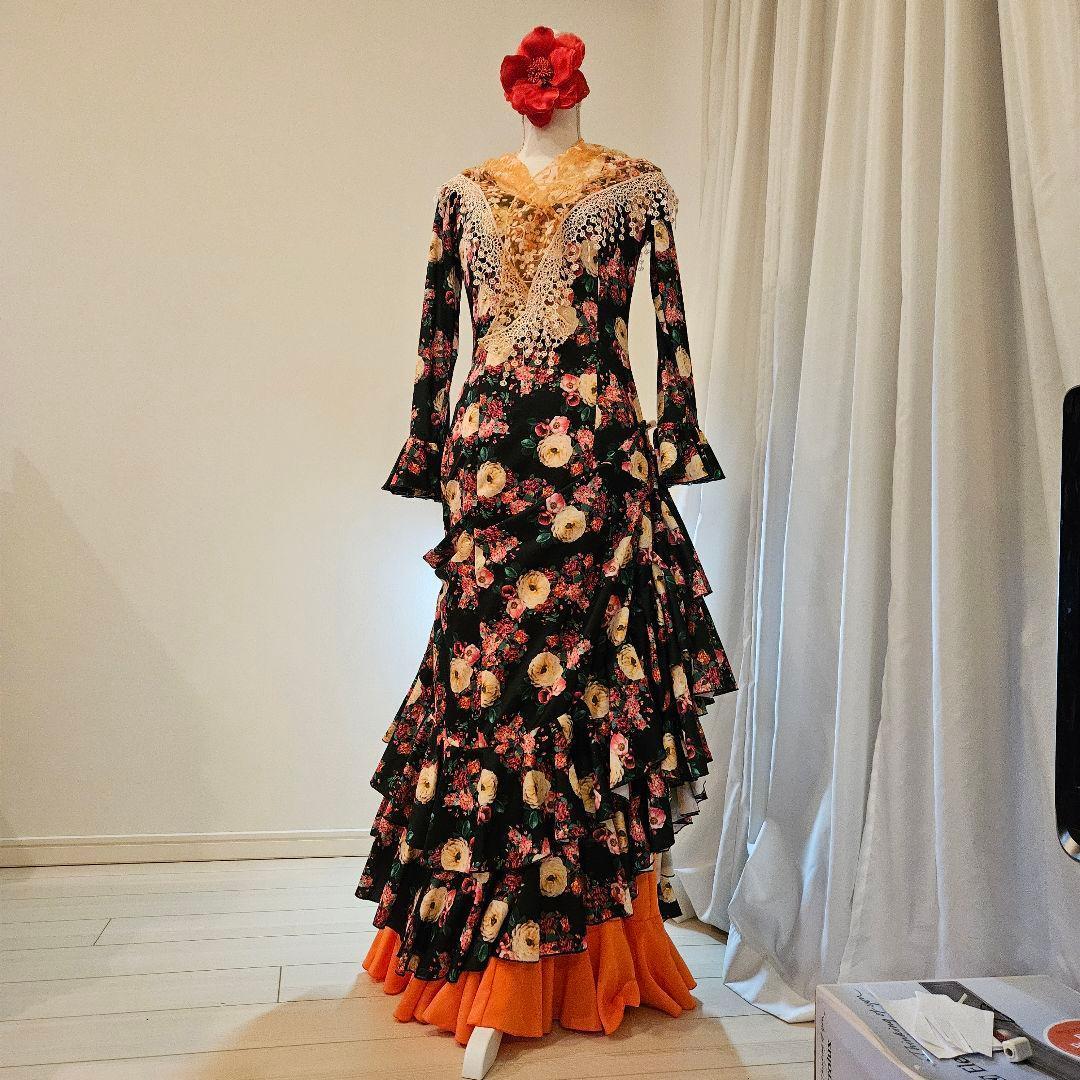 フラメンコ ドレス 花柄 ロング　Yolanda　Moda　Flamenca製