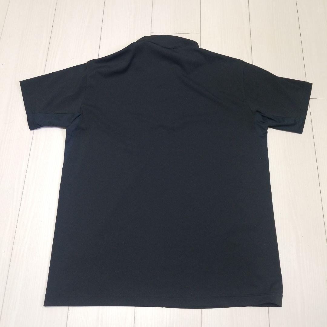 【美品】デサントゴルフ スタンドカラー ハーフジップ 半袖 シャツ ブラック M