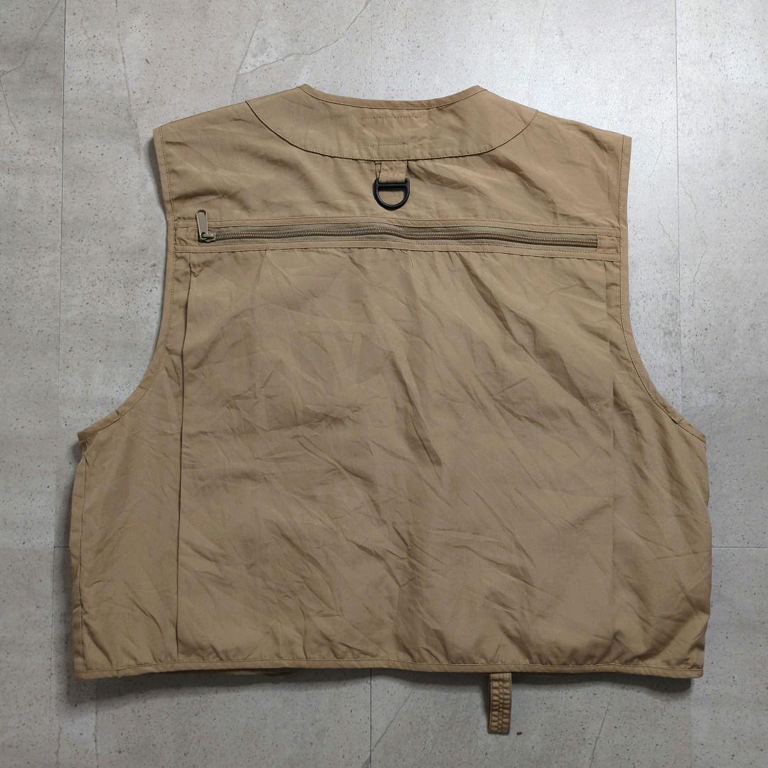 90sL.L.Beanフィッシングベストベージュ多ポケット短丈アウトドアテック系