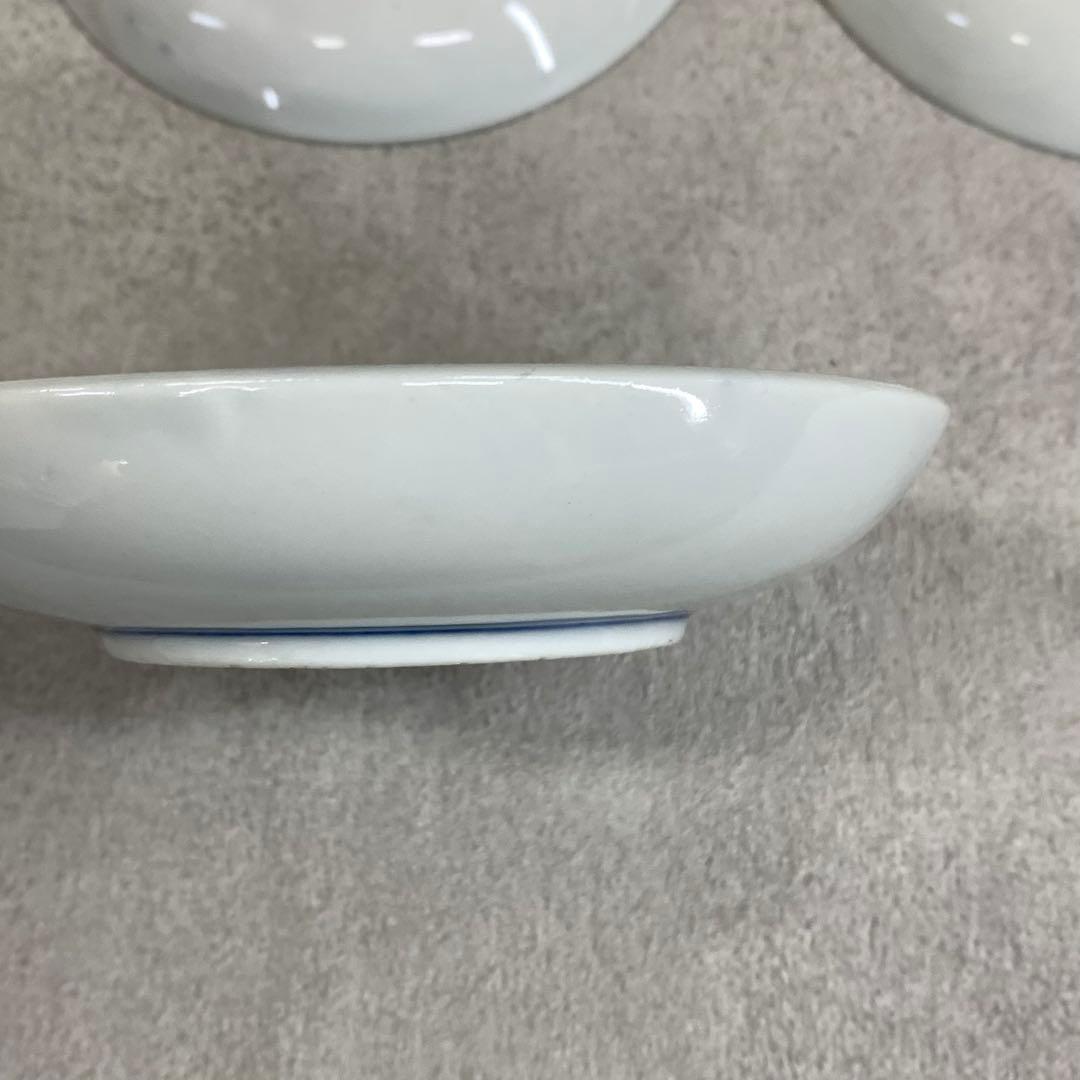 印判皿 10点 直径14.7cm 青 藍色 古皿 鶴 丸 窓 花 賀正 祝