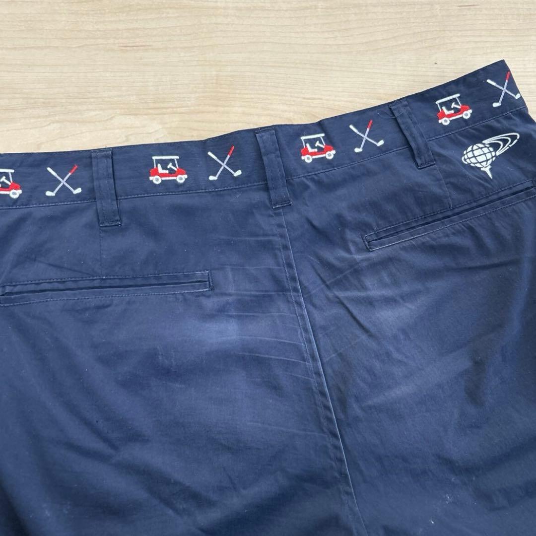 ビームスゴルフ　メンズ　M ゴルフパンツ ネイビー　紺色 ストレッチ　刺繍ロゴ