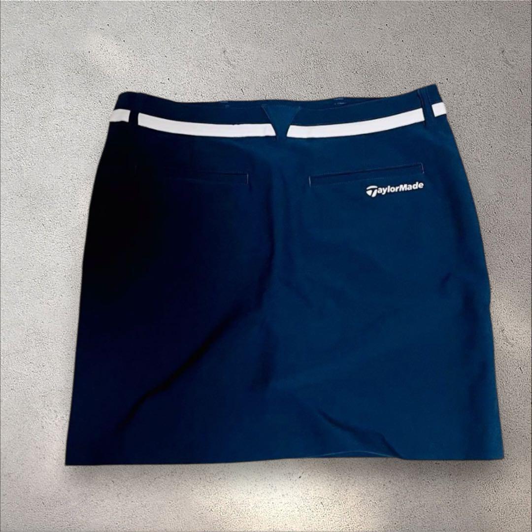 LL【TaylorMade】美品 ゴルフ スカート 紺白 パンツ付 ロゴ 希少