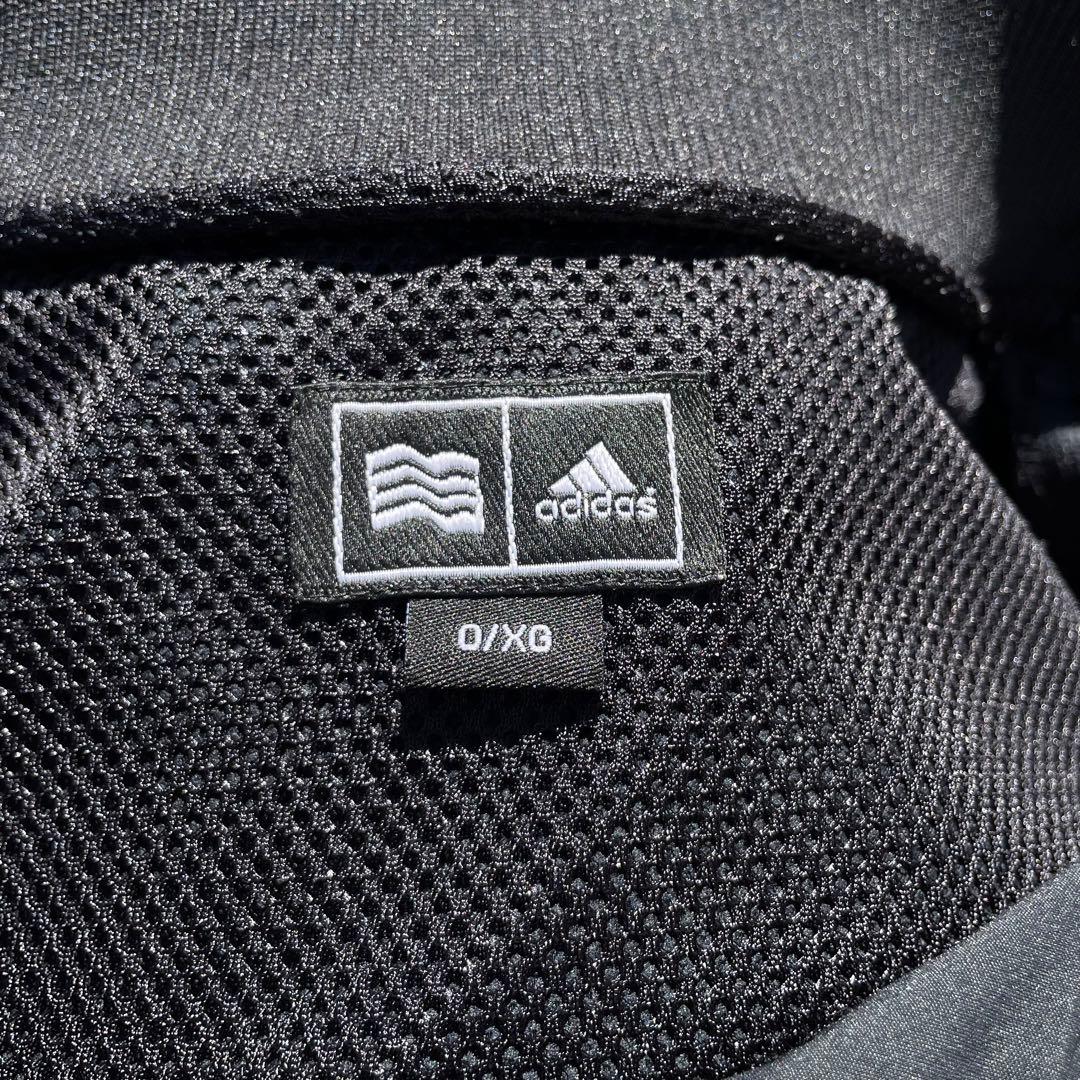 00's adidas ロゴ刺繍3ライン 半袖ハーフジップ 古着 プルジャケット