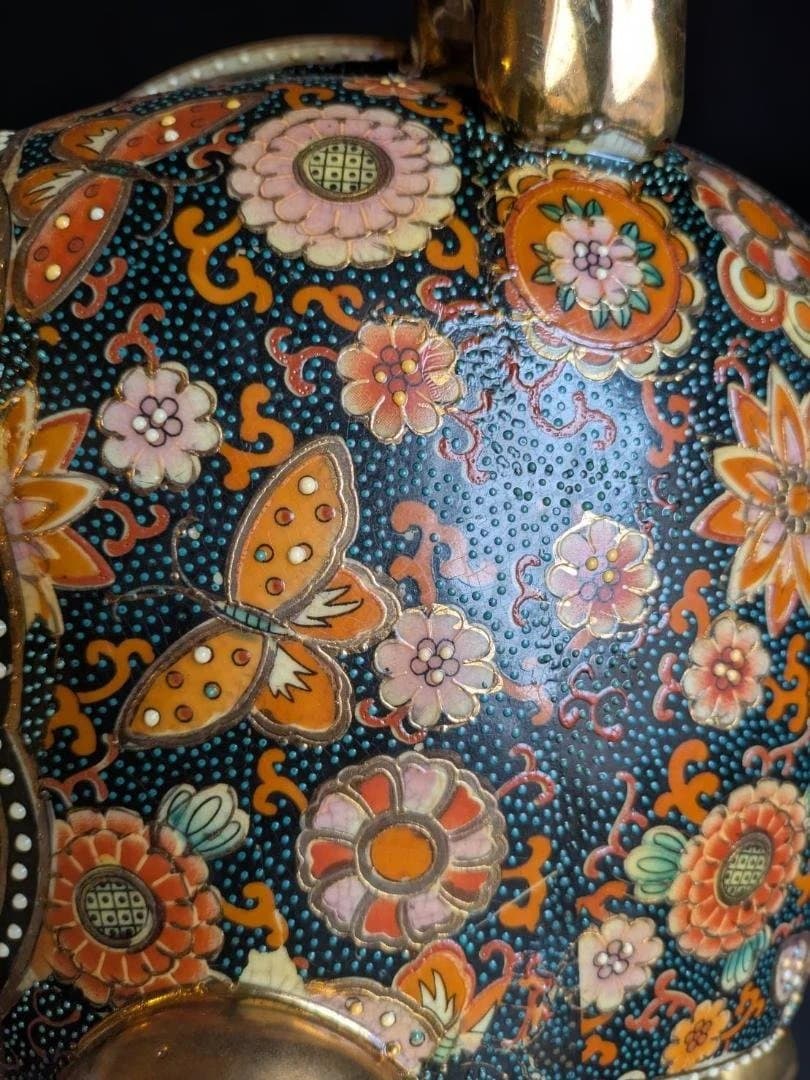 【豪華絢爛】薩摩焼　飾り壺　大香炉　獅子　女武者　花鳥図　青粒　骨董　古美術
