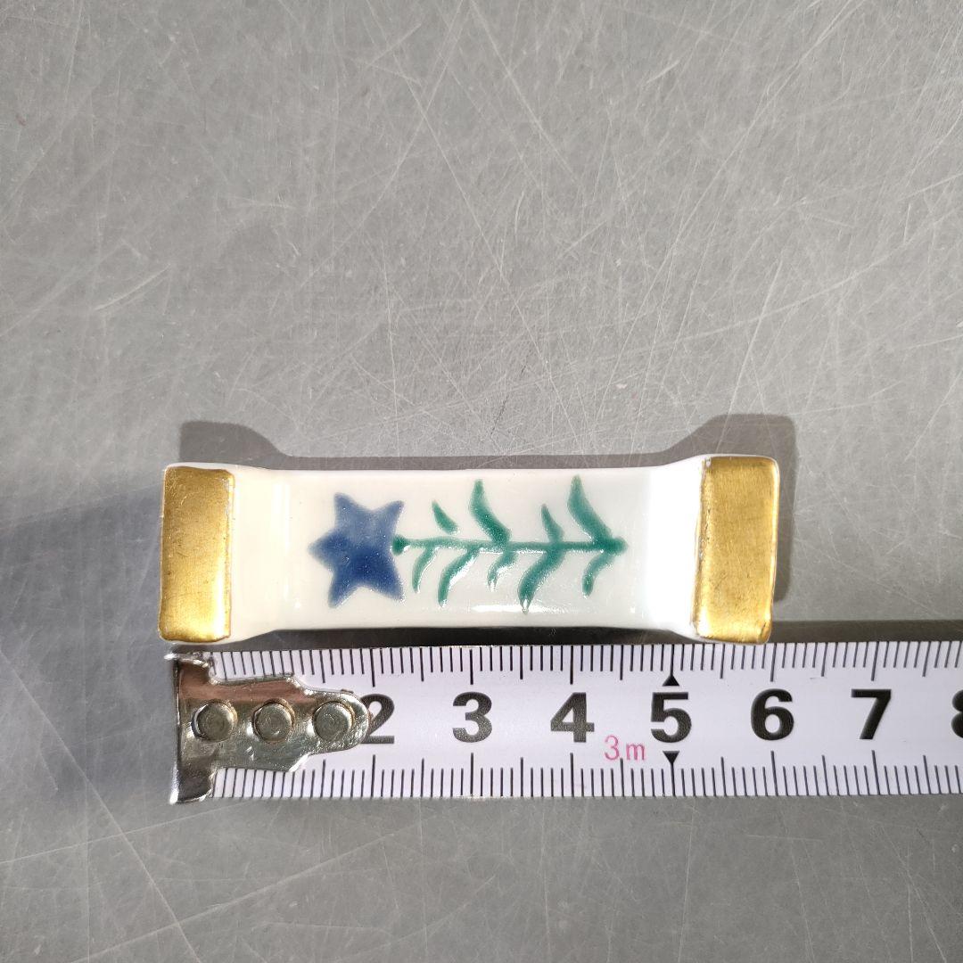 A1267-7/京焼・清水焼/平安岩華 造/色絵花草文絵替箸置5客/共箱/和食器