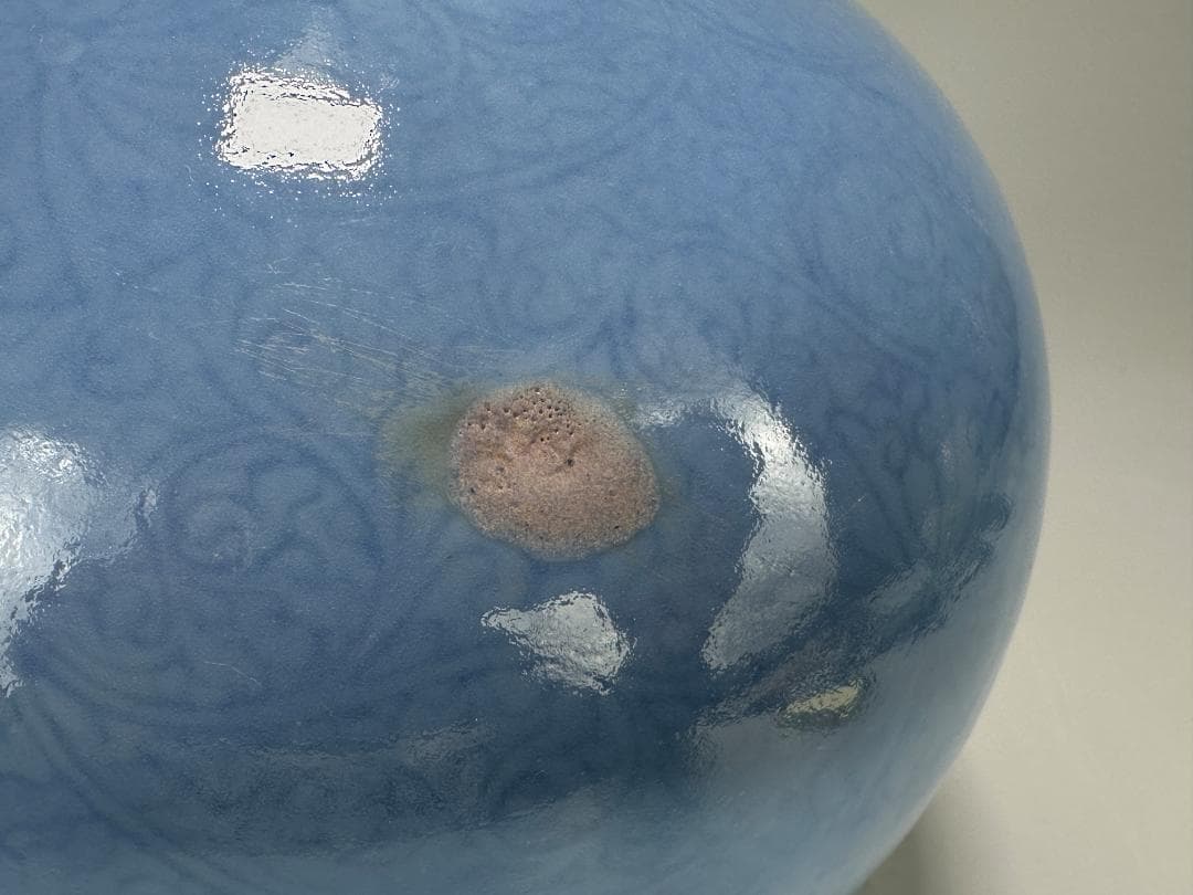 中国美術　清朝　清中期　大清乾隆年製　藍釉柘榴瓶　花瓶　花入　花器　古物保証