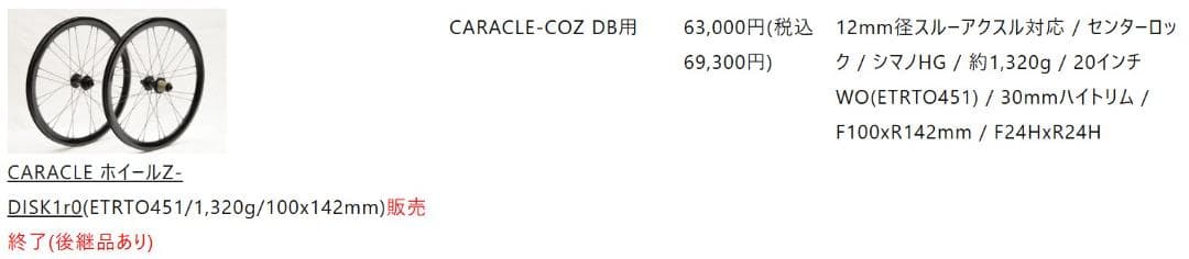 CARACLE-COZ「カラクルコージー」 DB用 純正ホイール 20インチ