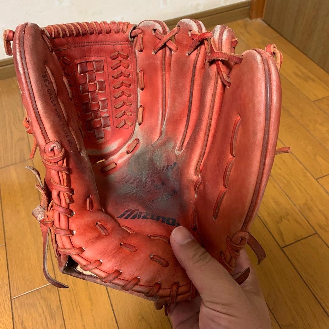 ミズノプロ 軟式グローブ オーダー 右投げ 投手用 ビッグM mizuno 赤