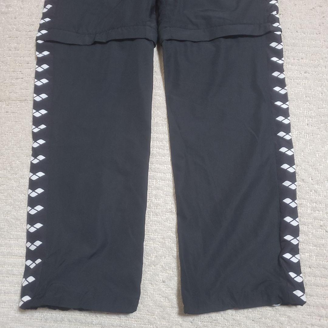 【美品】arenaフード付ナイロンジャージ　上下　　メンズL　黒　パンツ2way