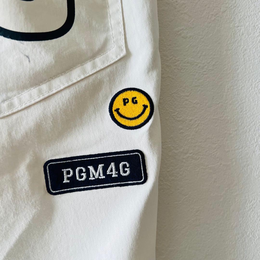 【パーリーゲイツ】ニコちゃん ゴルフパンツ ロゴ刺繍 メンズ5 ホワイト