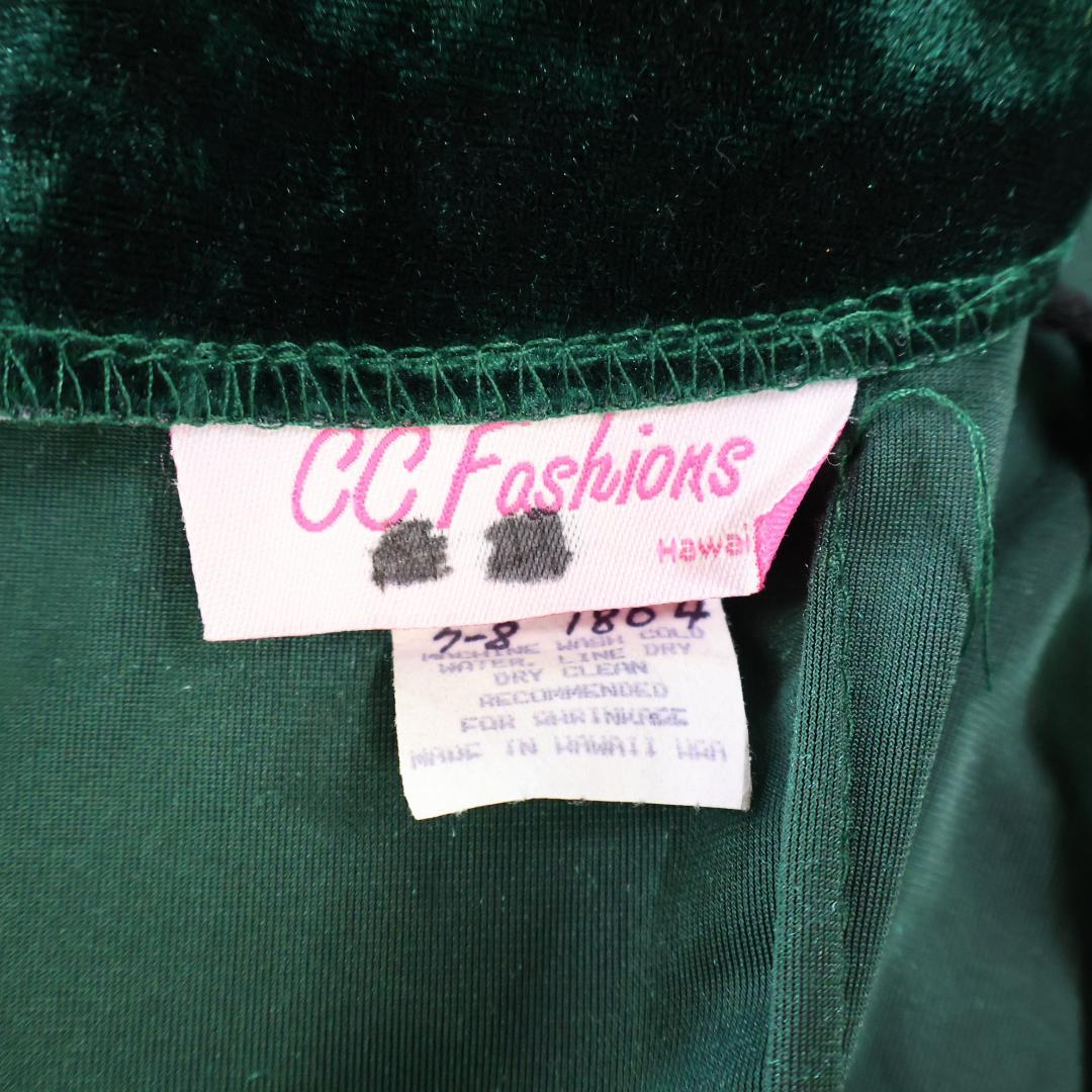 【美品 ハワイ製フラダンス衣装】グリーン CC Fashions ワンピース