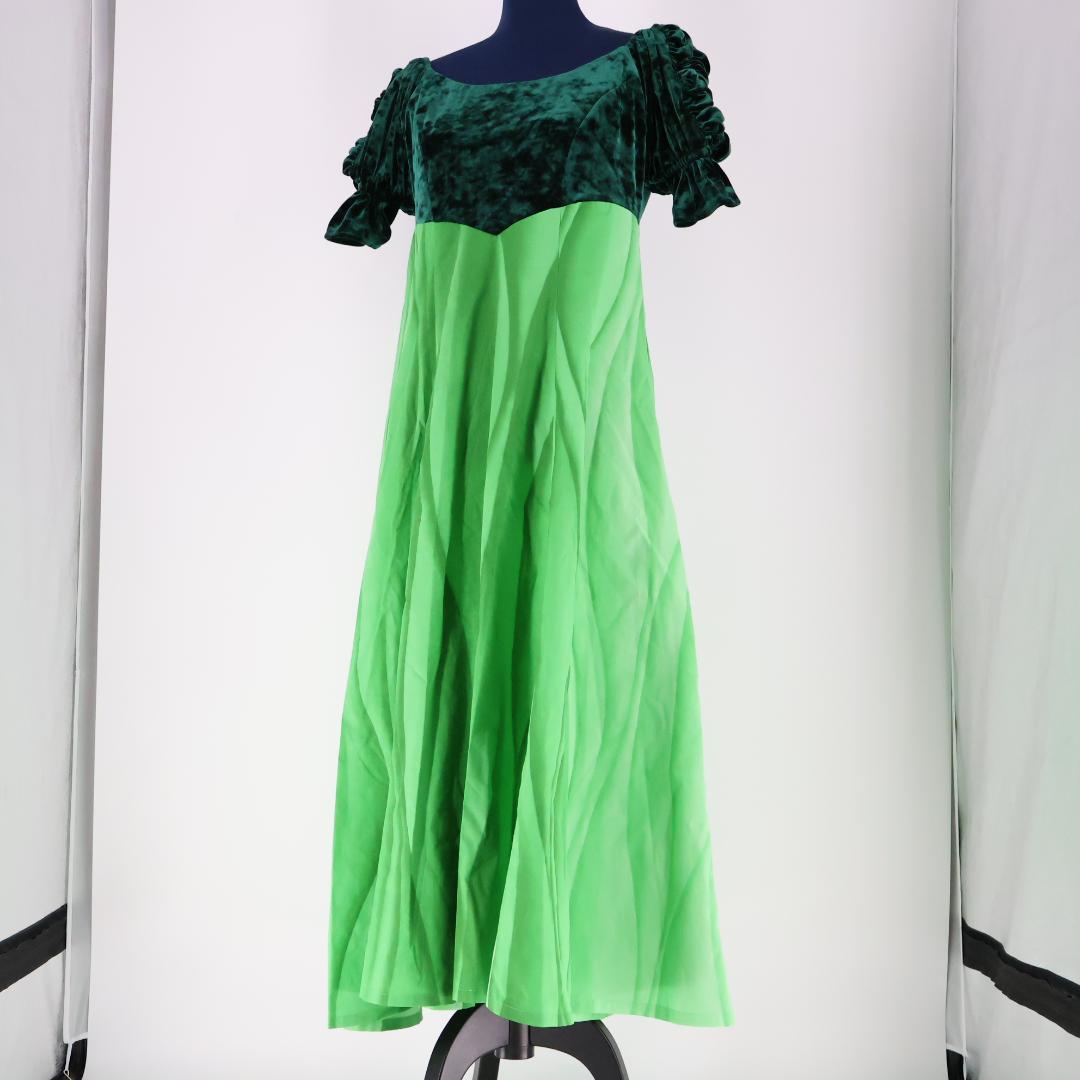 【美品 ハワイ製フラダンス衣装】グリーン CC Fashions ワンピース