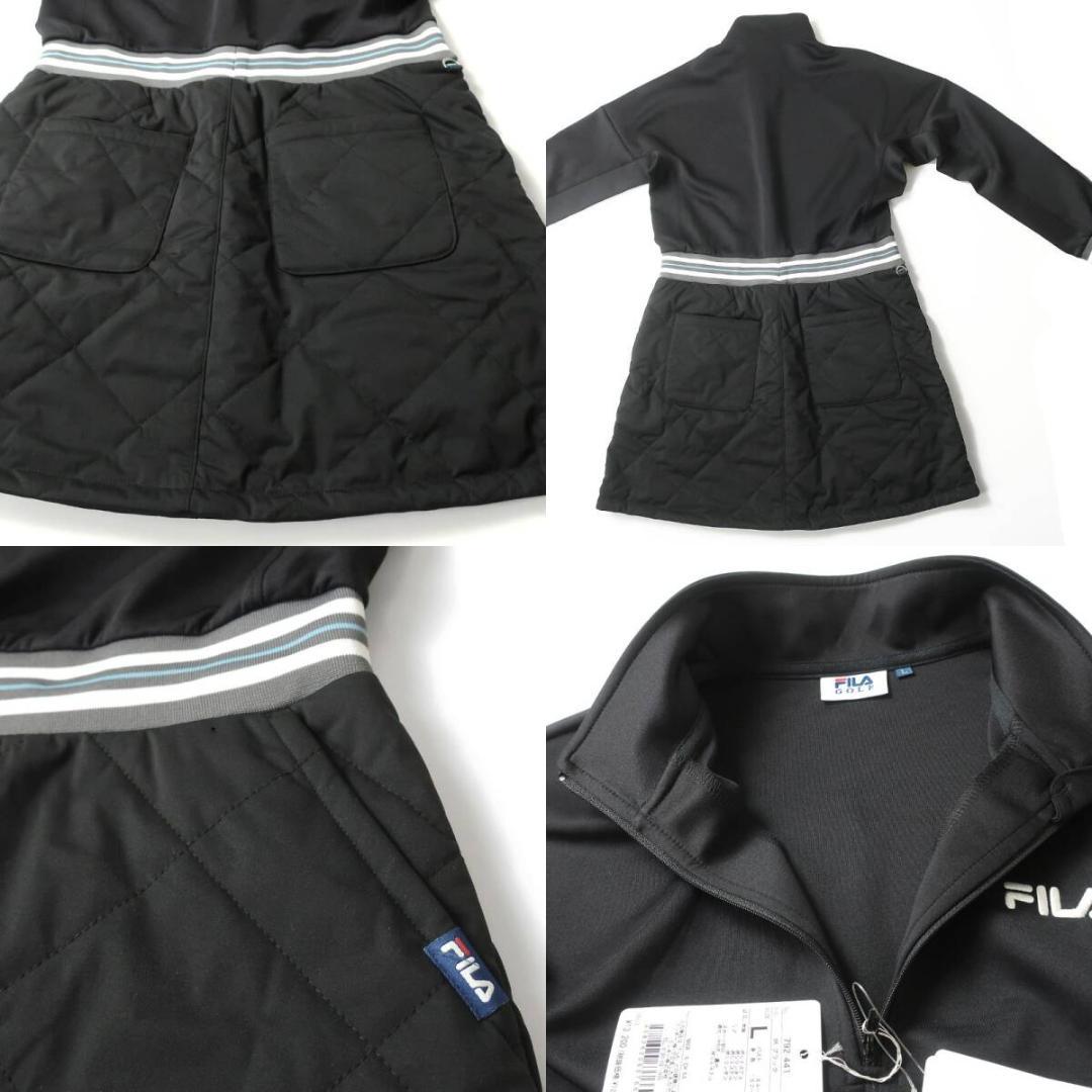 FILA GOLF　異素材ミックス ジャージワンピース 中綿キルトスカート