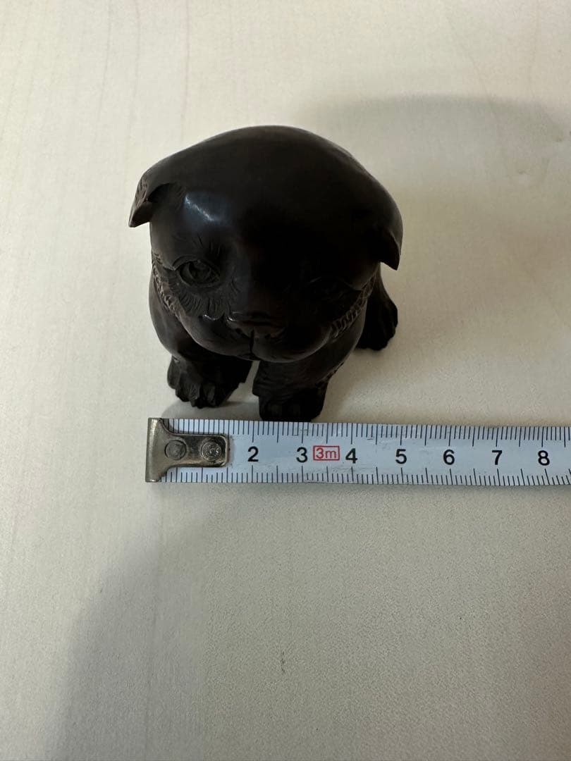 彫刻家 門井鳳雲 作 木彫 犬 イヌ 置物 高さ6cm