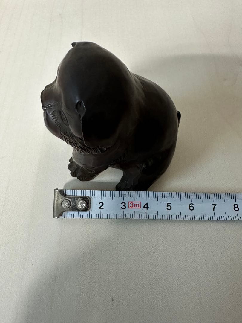 彫刻家 門井鳳雲 作 木彫 犬 イヌ 置物 高さ6cm