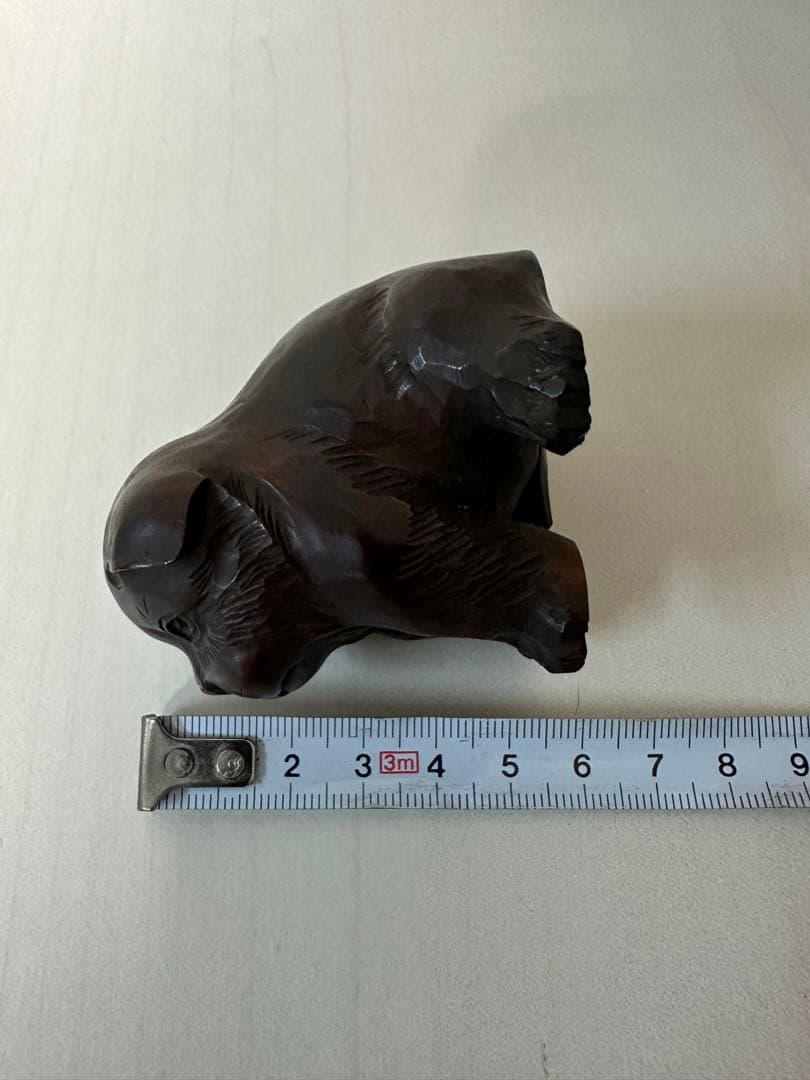 彫刻家 門井鳳雲 作 木彫 犬 イヌ 置物 高さ6cm