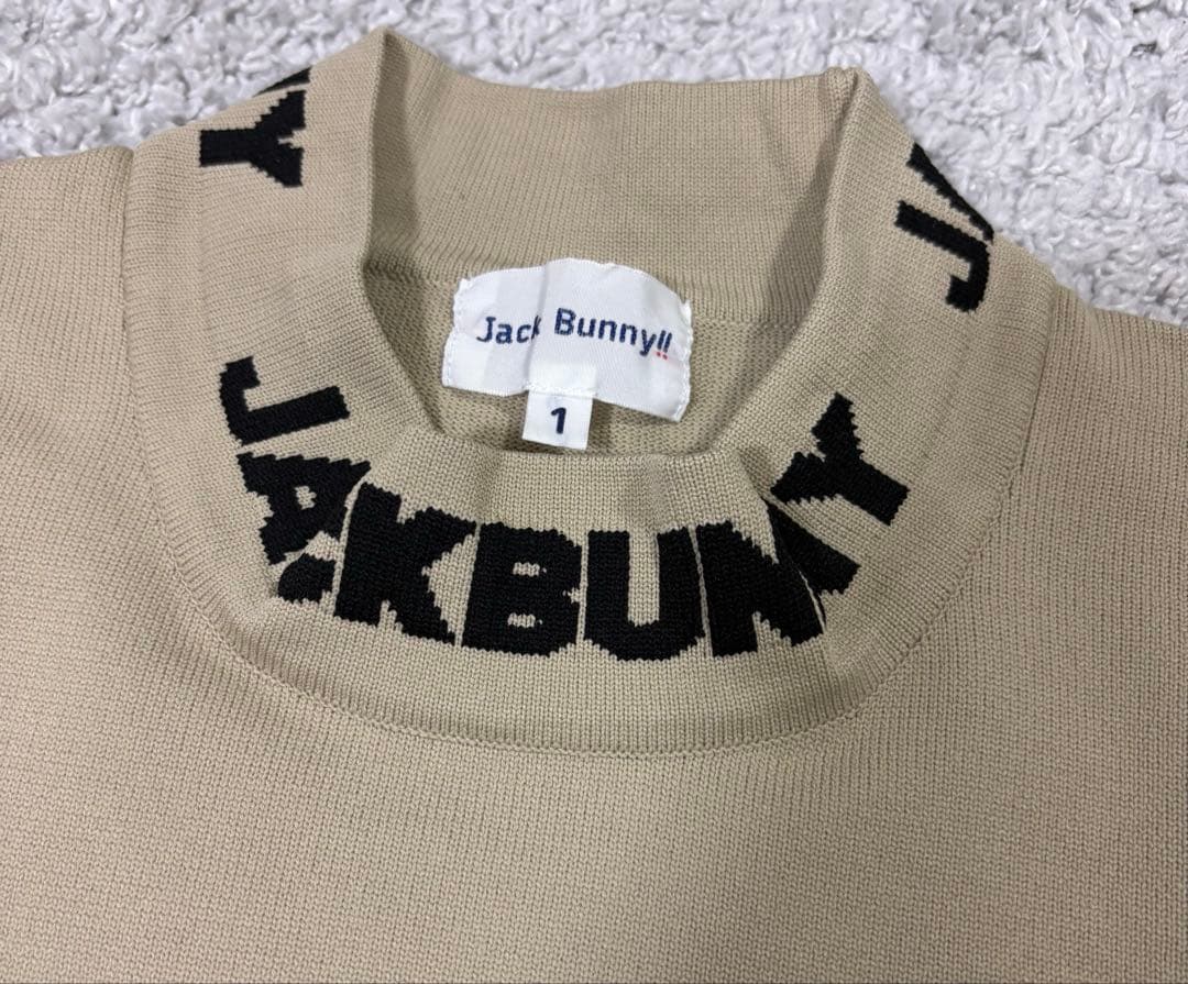 新品ジャックバニー モックネック JACKBUNNYジャガードロゴニット