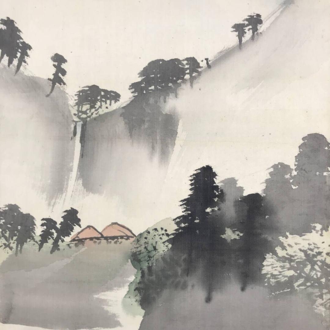真作/諸星成章/春秋山水/花鳥図/双幅/掛軸/名家伝来/AK-439