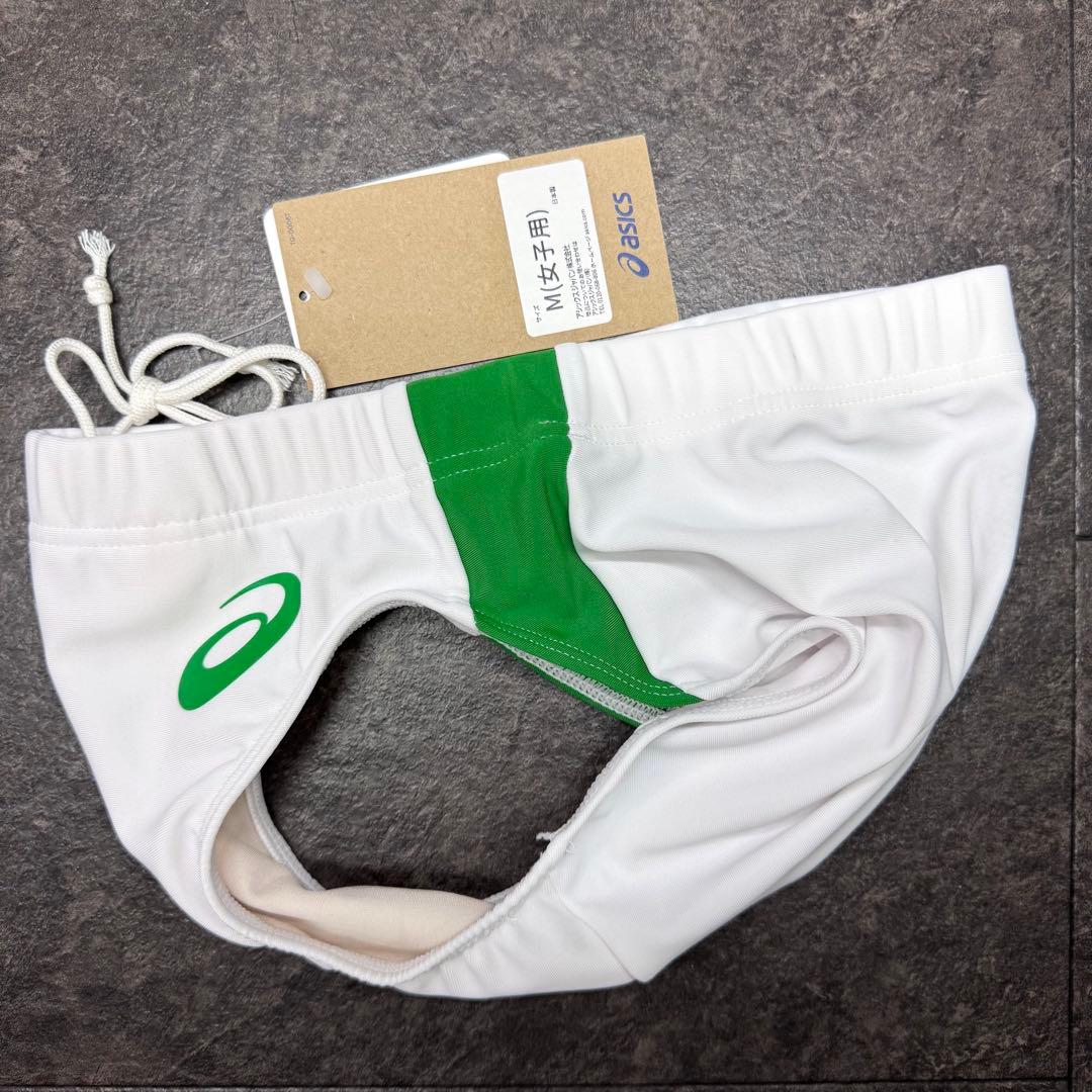 アシックス　女子陸上レーシングショーツ　Mサイズ　ホワイト×アマゾングリーン