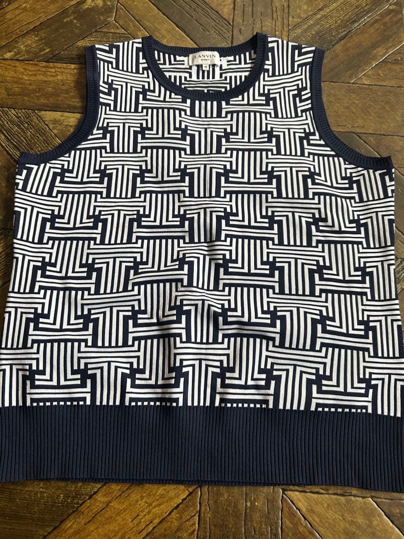 LANVIN ノースリーブ黒白幾何学模様セットアップ