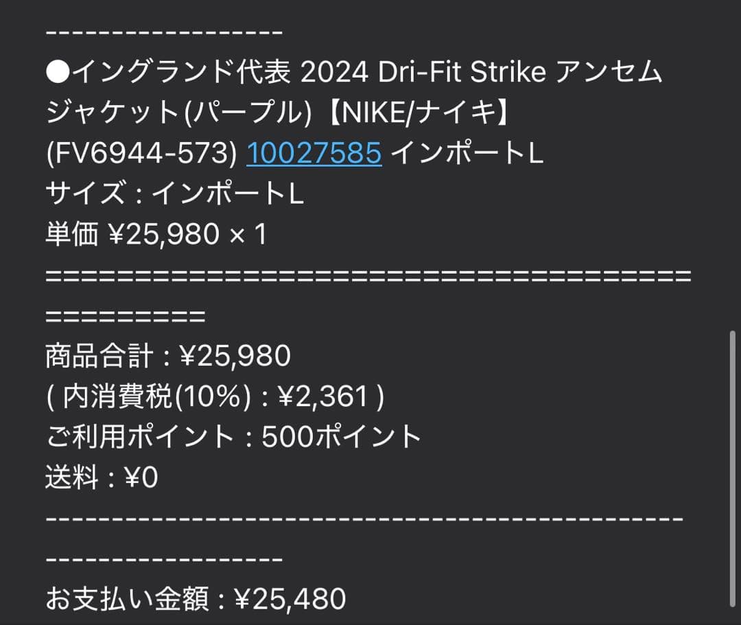イングランド代表 2024 Dri-Fit Strike アンセムジャケット L