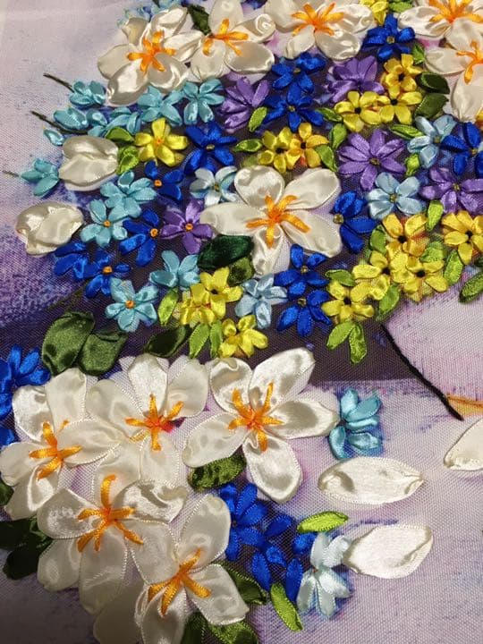 ベトナム雑貨⭐︎手作り絵画⭐︎シルクのリボン