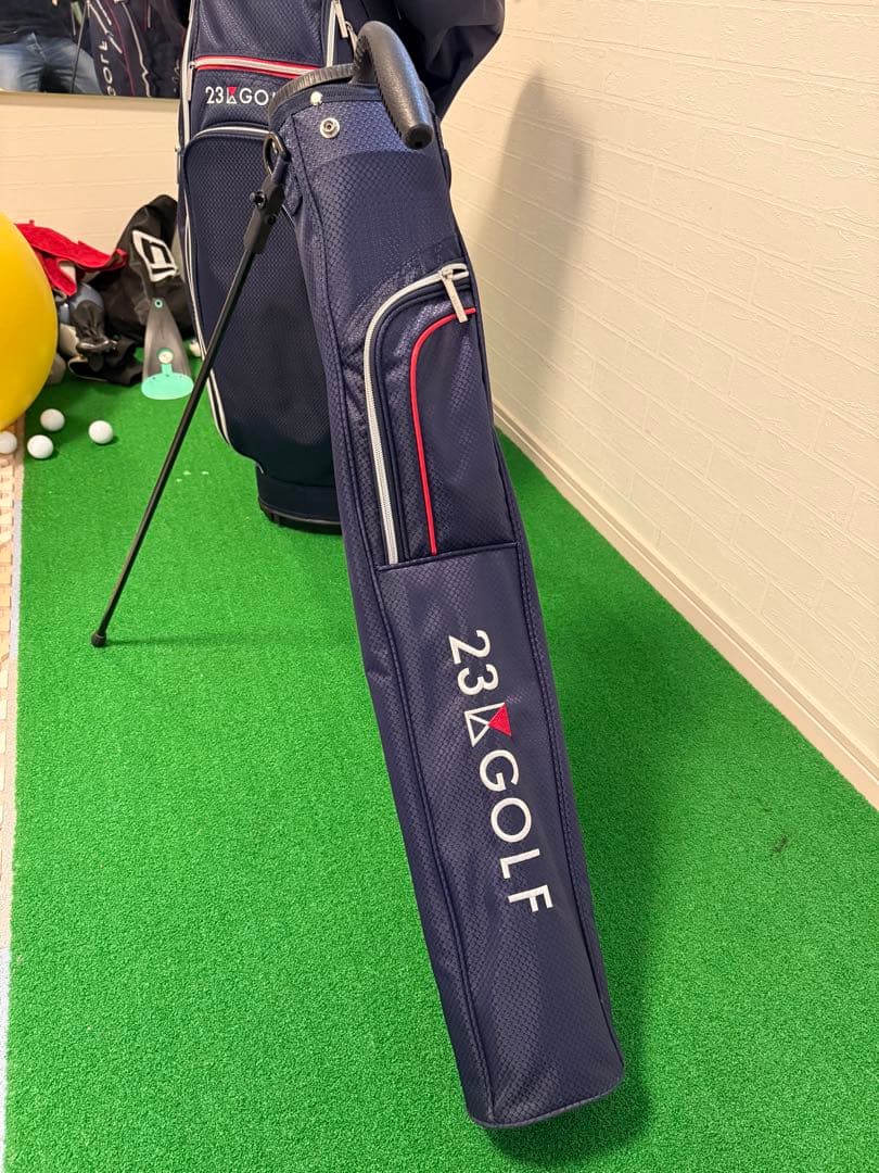 (美品)23GOLF ネイビー ゴルフキャディバッグ　ヘッドカバー付き