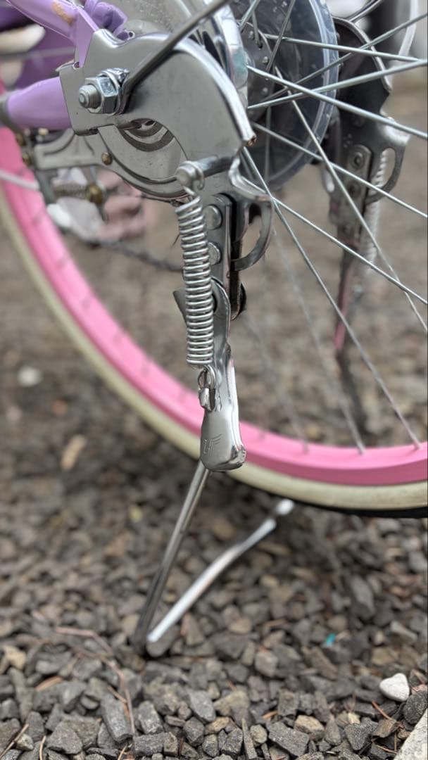 札幌市内受け渡し 22インチ子供用自転車 紫色 前カゴ付き