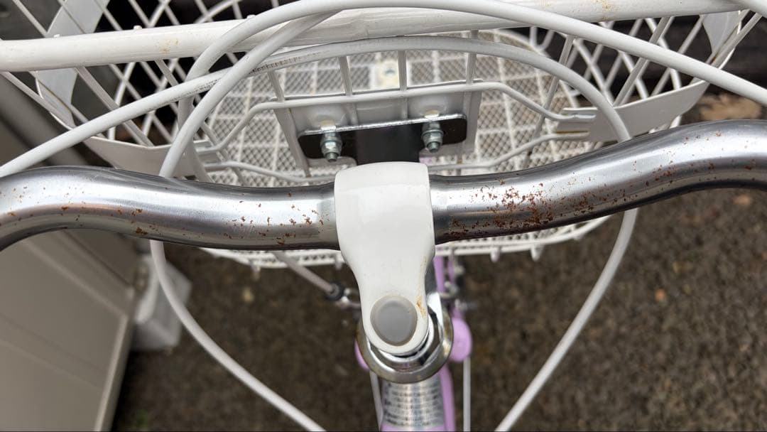 札幌市内受け渡し 22インチ子供用自転車 紫色 前カゴ付き