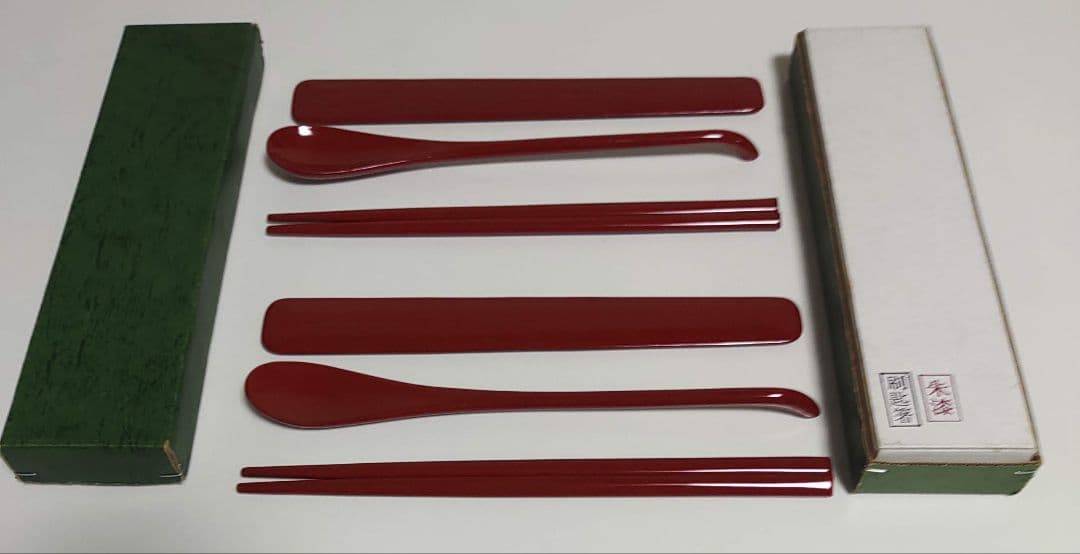 木製朱漆塗　刷匙箸　2セット