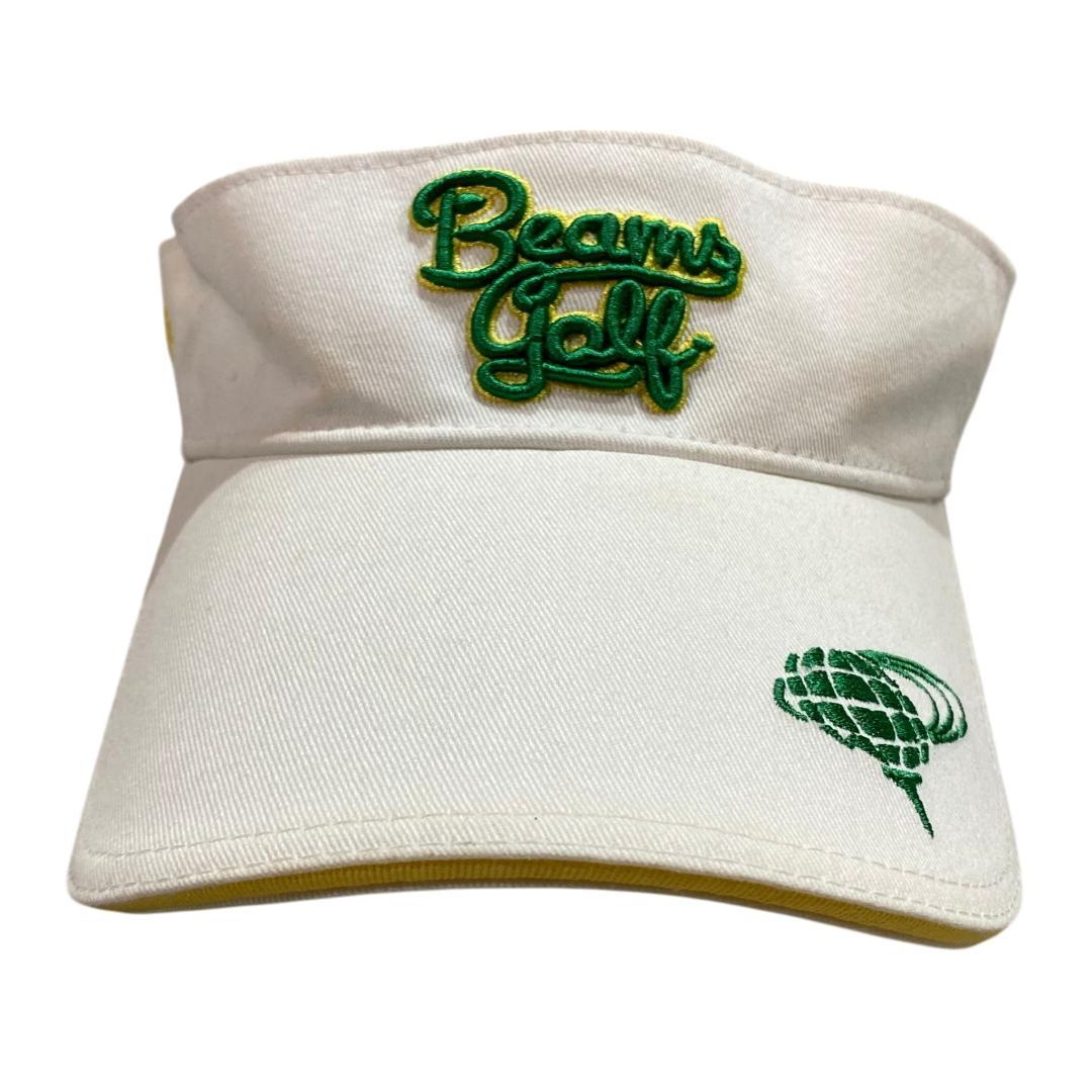 BEAMS GOLF ビームス ゴルフ サンバイザー ホワイト 刺繍 ロゴ柄