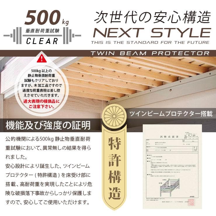 【九州～関東まで送料無料*】ロフトベッドhoney WHxVG　アウトレット05