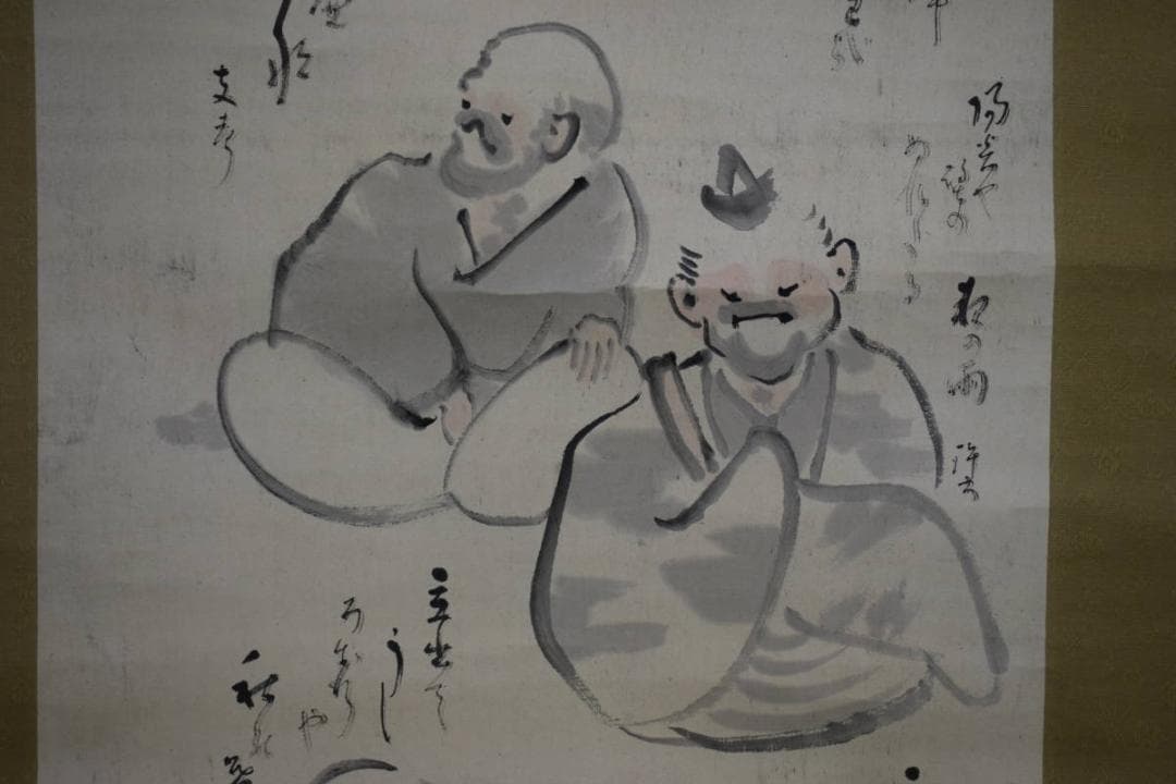 模写/月僊/芭蕉十哲画句/布袋屋掛軸HF-435