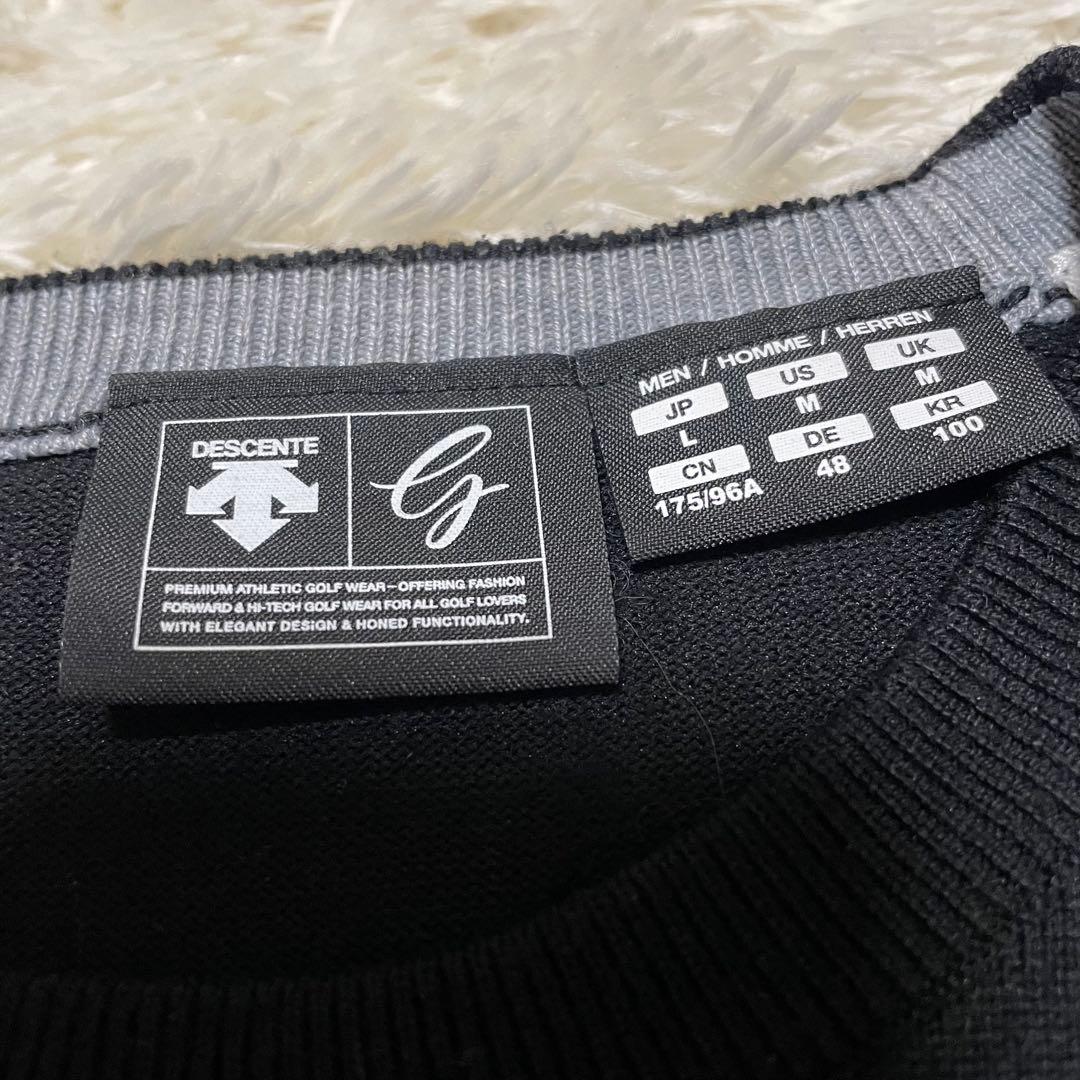 DESCENTE GOLF デサントゴルフブラック ニット　黒　袖ロゴ長袖