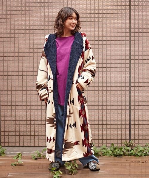 【チャイハネ】NOMADY ノマディ着るブランケット ロングガウン　ベージュ